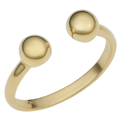 14k Yellow Gold Double Bead Open Ring