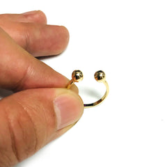 14k Yellow Gold Double Bead Open Ring - JewelryAffairs