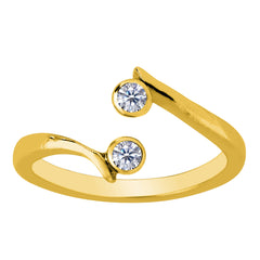 14K Yellow Gold Double Solitaire With CZ By Pass Style Adjustable Toe Ring - JewelryAffairs