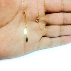 14K Yellow Gold Double Teardrop Charms On 18" Lariat Necklace