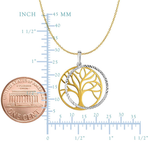 14k Yellow Gold Double Tree Of Life Charm Necklace, 18"