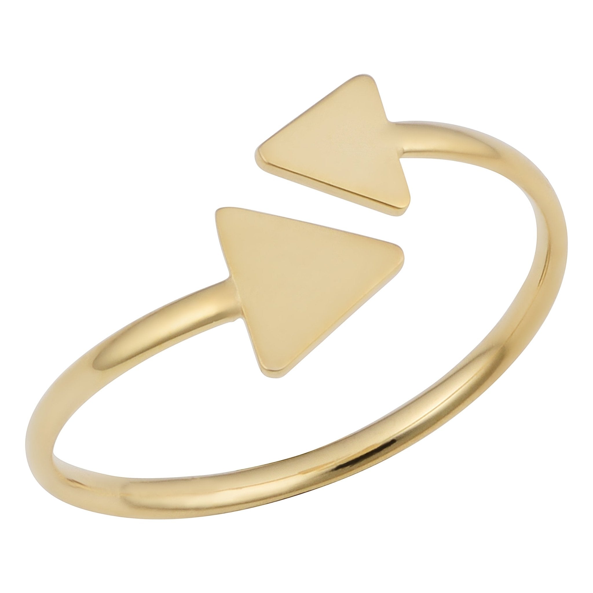14k Yellow Gold Double Triangle Bypass Ring - JewelryAffairs