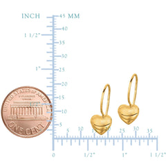 14K Yellow Gold Drop Heart Earrings