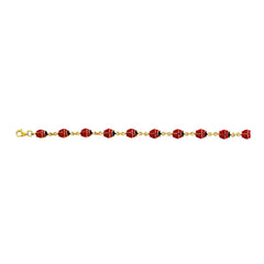 14k Yellow Gold Enamel Ladybug Fancy Bracelet, 7" - JewelryAffairs