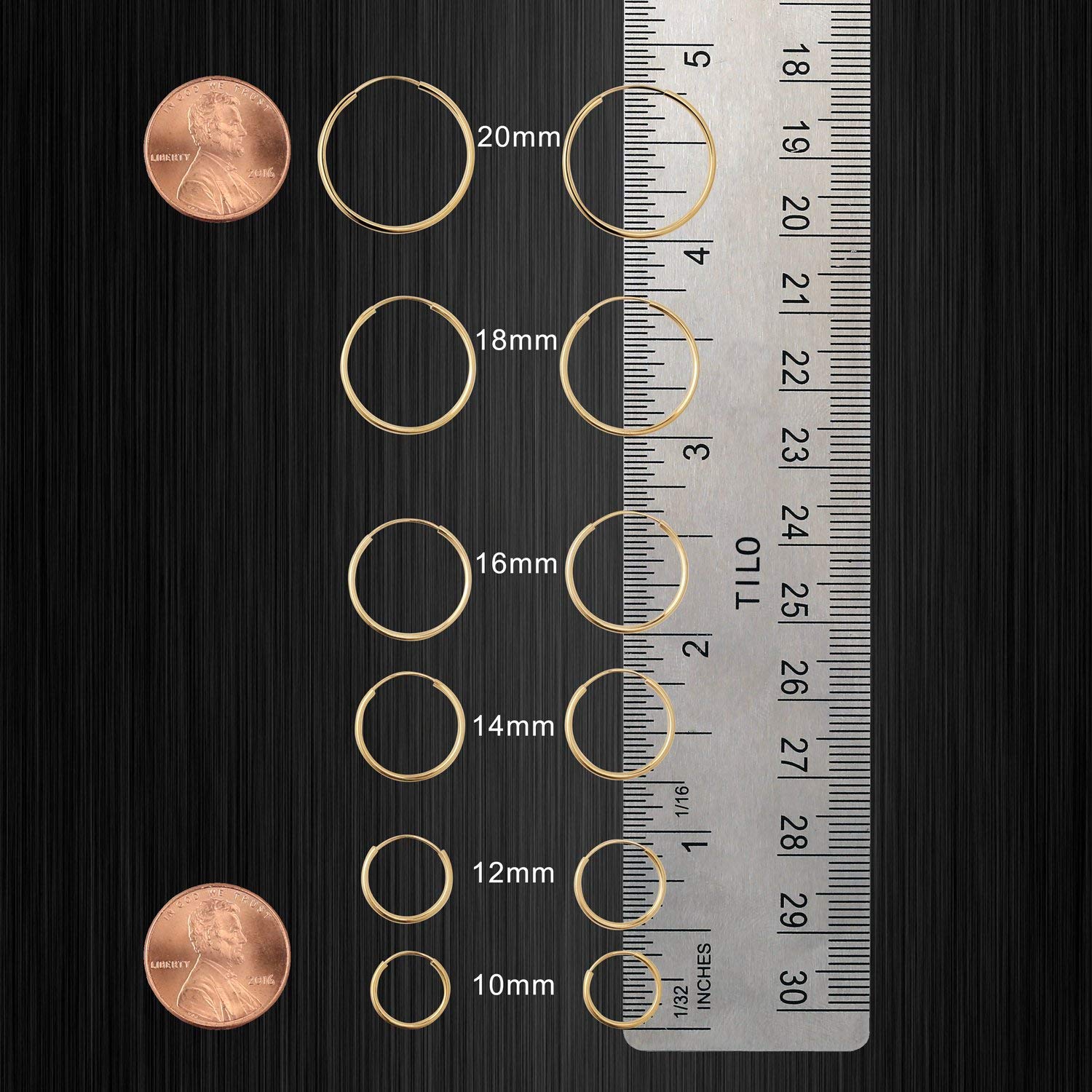 14K Yellow Gold Endless Round Hoop Earrings