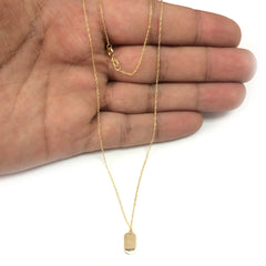 14K Yellow Gold Engravable Dog Tag Pendant Necklace, 16" To 18" Adjustable