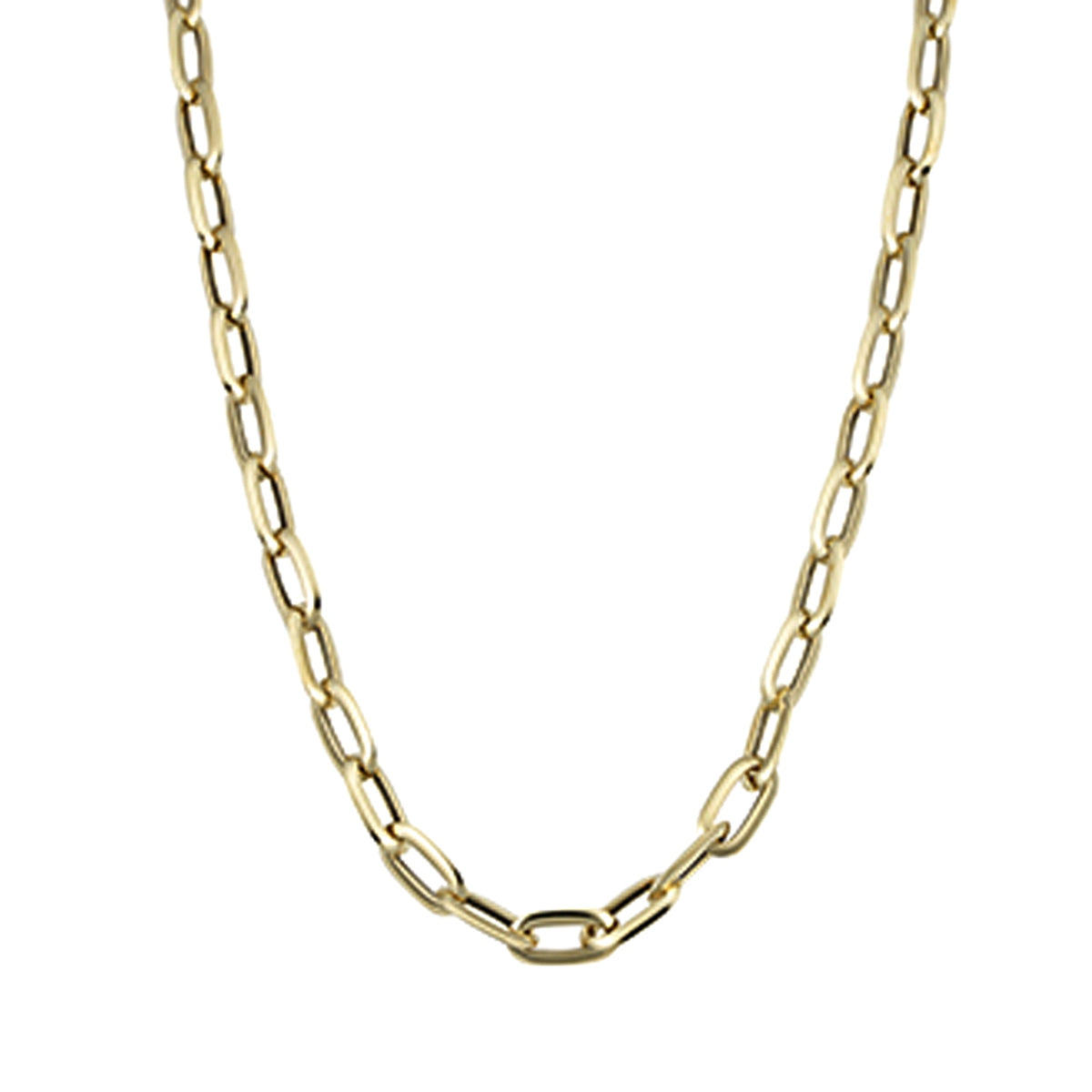14k Yellow Gold Fancy Oval Link Necklace 20" - JewelryAffairs