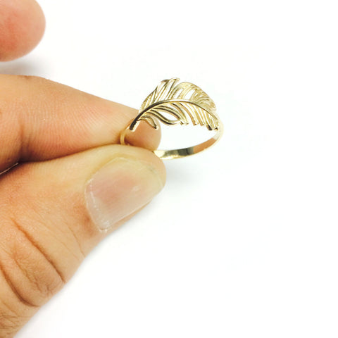 14k Yellow Gold Feather Ring