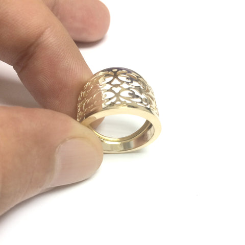 14k Yellow Gold Filigree Cigar Band Ring
