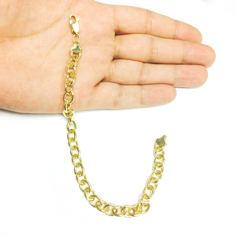 14K Yellow Gold Filled Rolo Chain Bracelet, 7.6mm, 8.5"