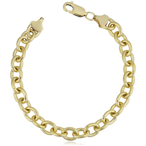 14K Yellow Gold Filled Rolo Chain Bracelet, 7.6mm, 8.5"