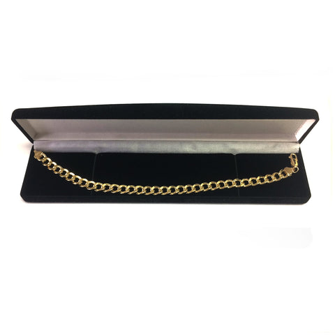 14K Yellow Gold Filled Solid Curb Chain Bracelet, 7.0mm, 8.5"