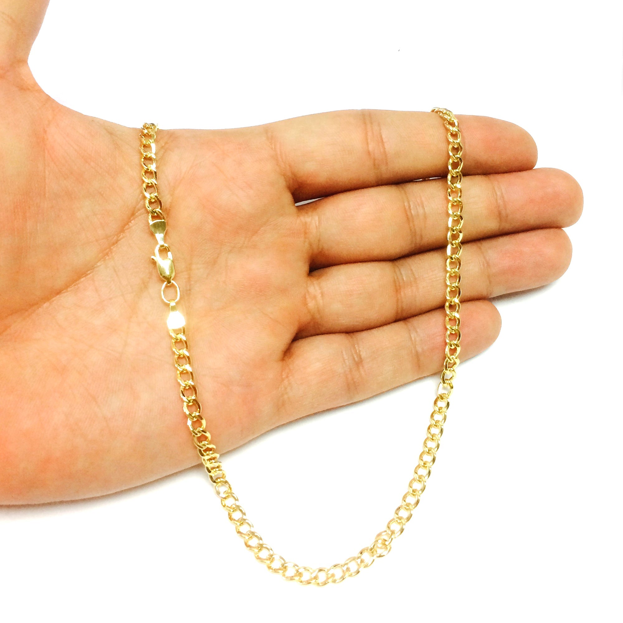 14K Yellow Gold Filled Solid Curb Chain Necklace, 3.6mm Wide - JewelryAffairs