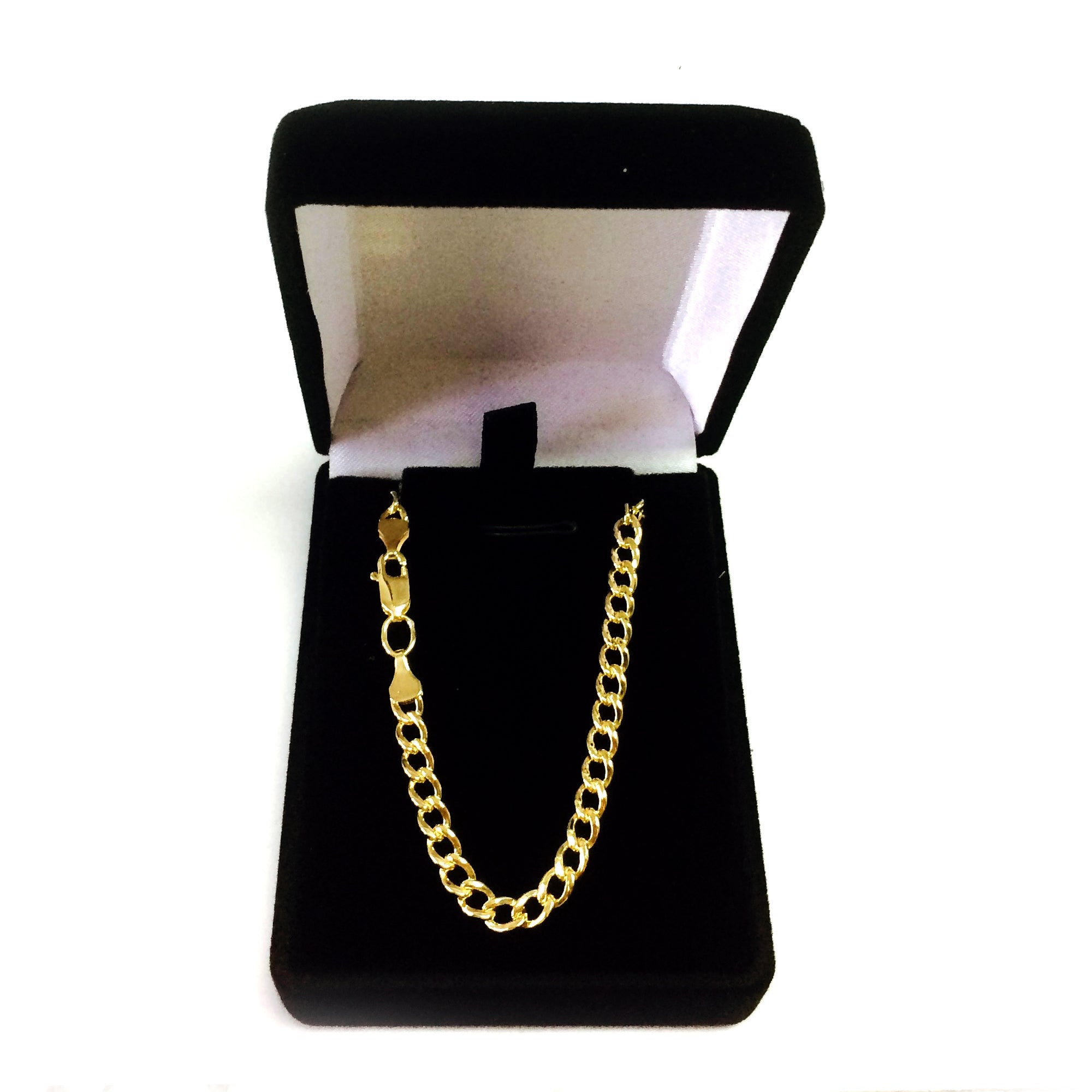 14K Yellow Gold Filled Solid Curb Chain Necklace, 3.6mm Wide - JewelryAffairs