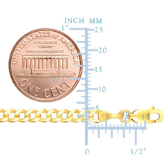14K Yellow Gold Filled Solid Curb Chain Necklace, 3.6mm Wide - JewelryAffairs