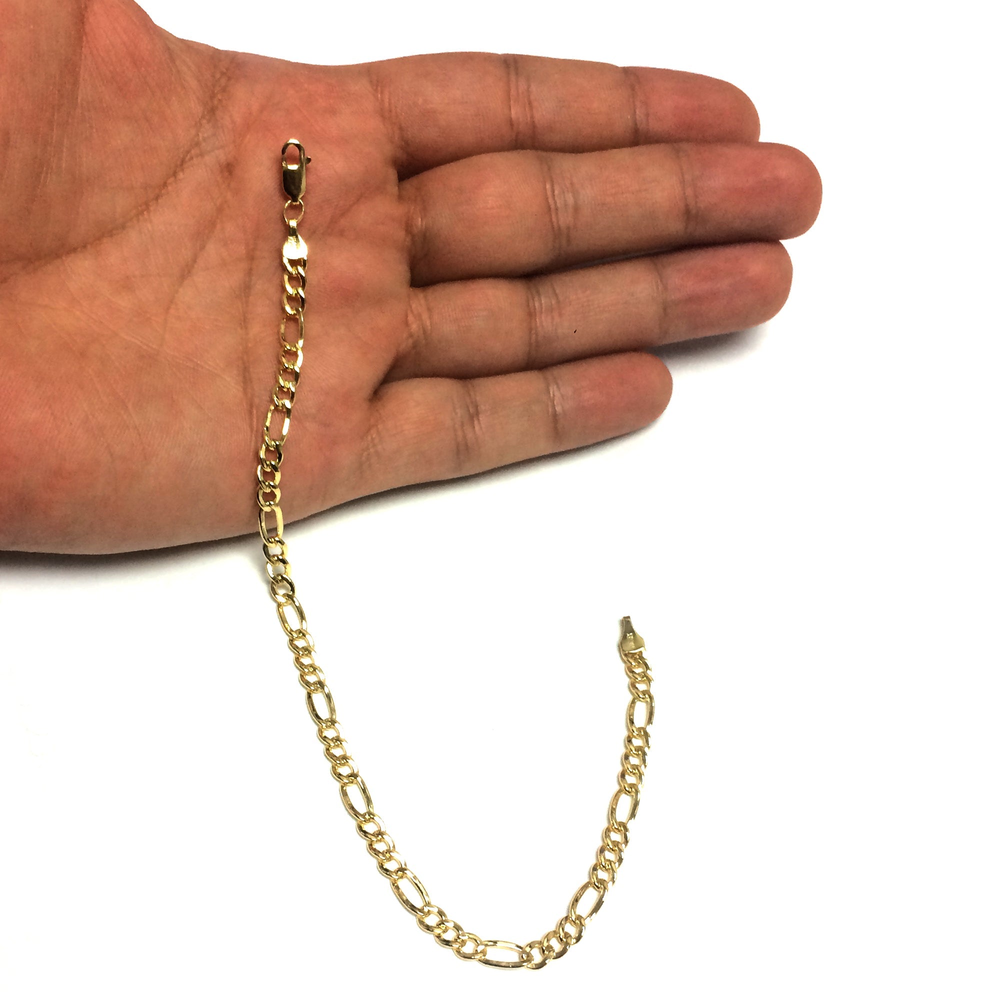 14K Yellow Gold Filled Solid Figaro Chain Bracelet, 4.0 mm, 8.5" - JewelryAffairs