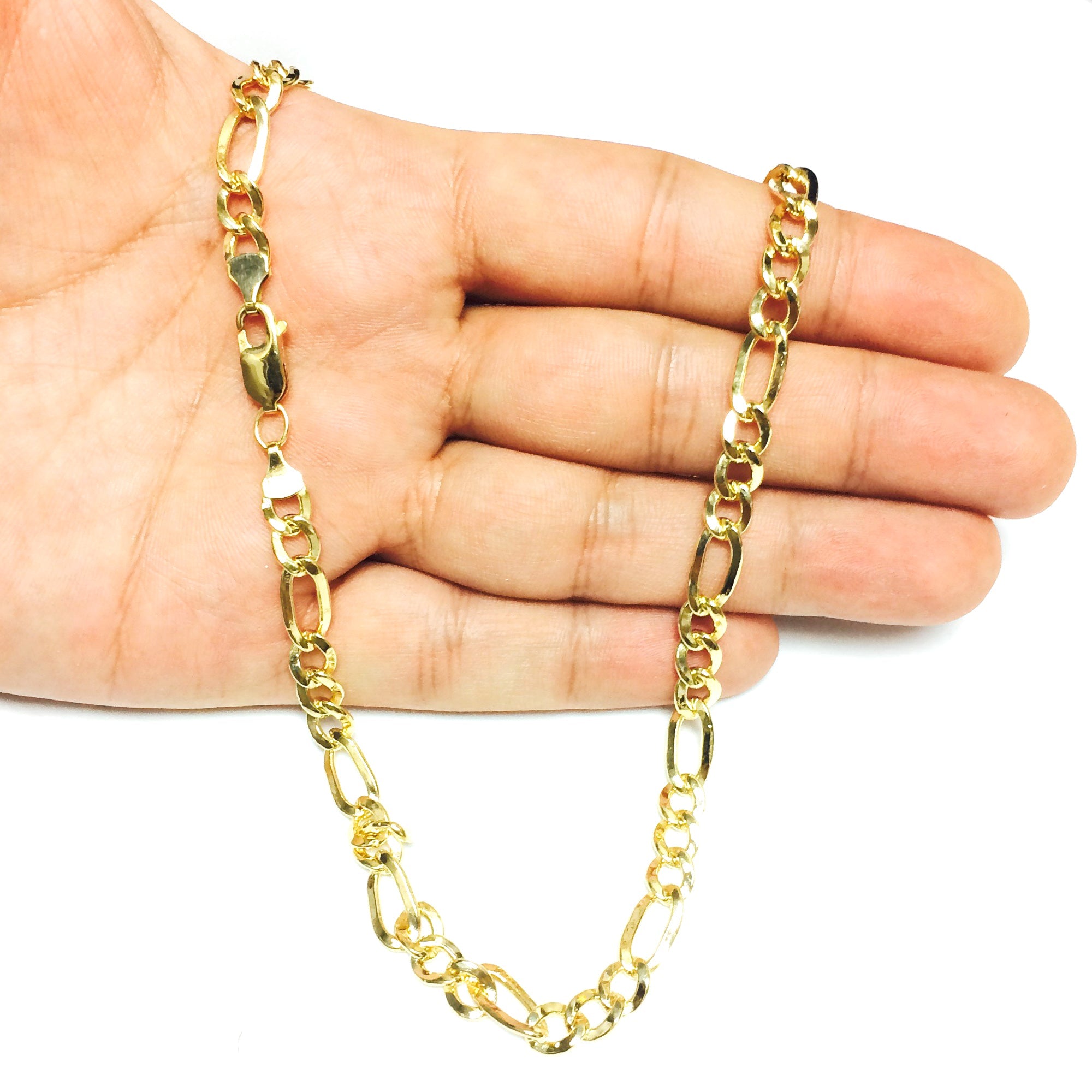 14K Yellow Gold Filled Solid Figaro Chain Necklace, 6.0 mm Wide - JewelryAffairs