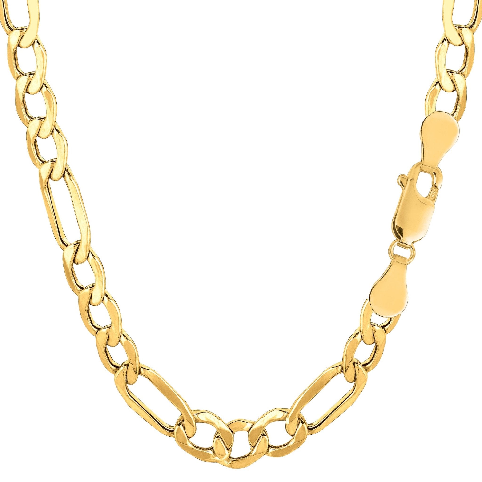 14K Yellow Gold Filled Solid Figaro Chain Necklace, 6.0 mm Wide - JewelryAffairs