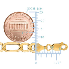 14K Yellow Gold Filled Solid Figaro Chain Necklace, 6.0 mm Wide - JewelryAffairs