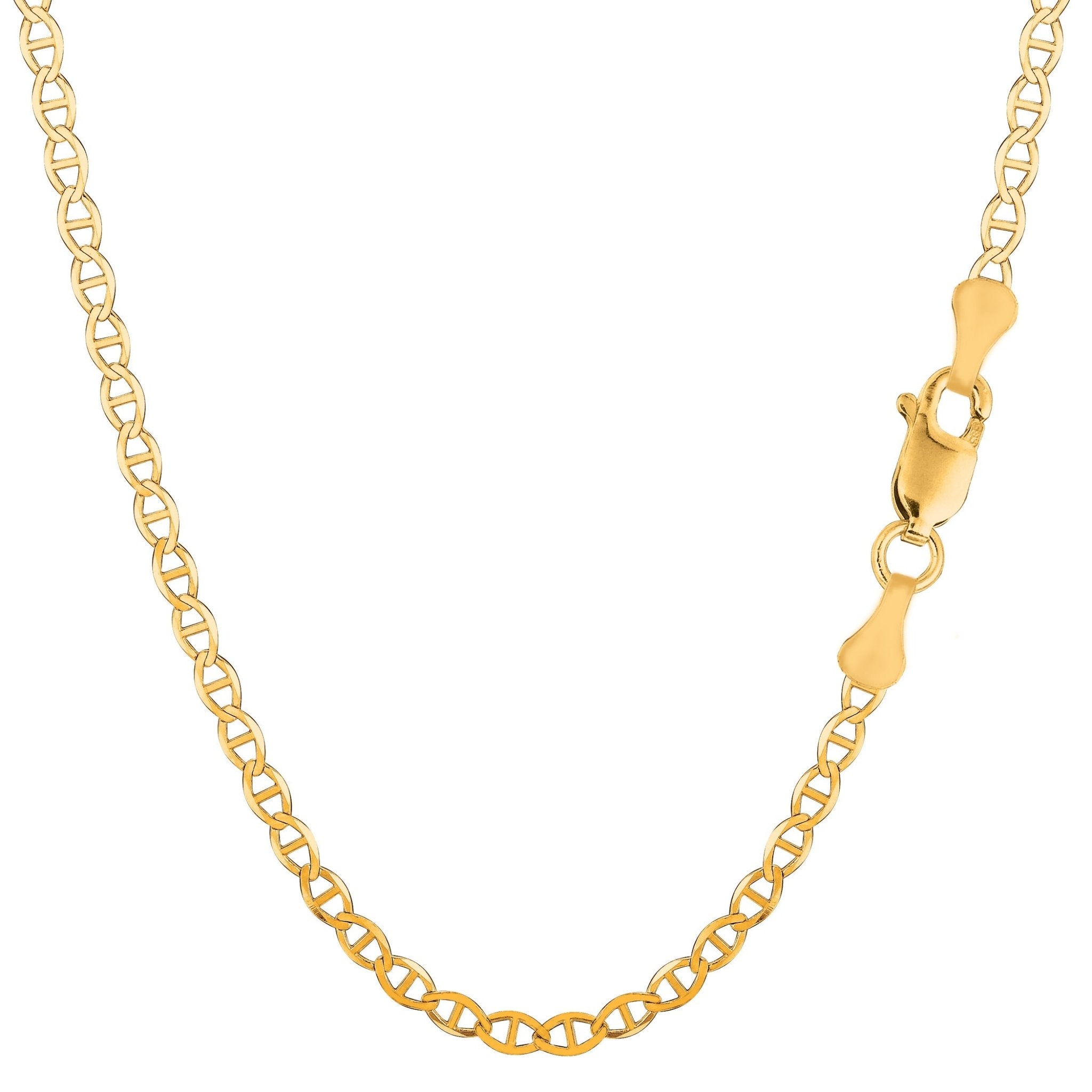 14K Yellow Gold Filled Solid Mariner Chain Bracelet, 3.2mm, 8.5" - JewelryAffairs