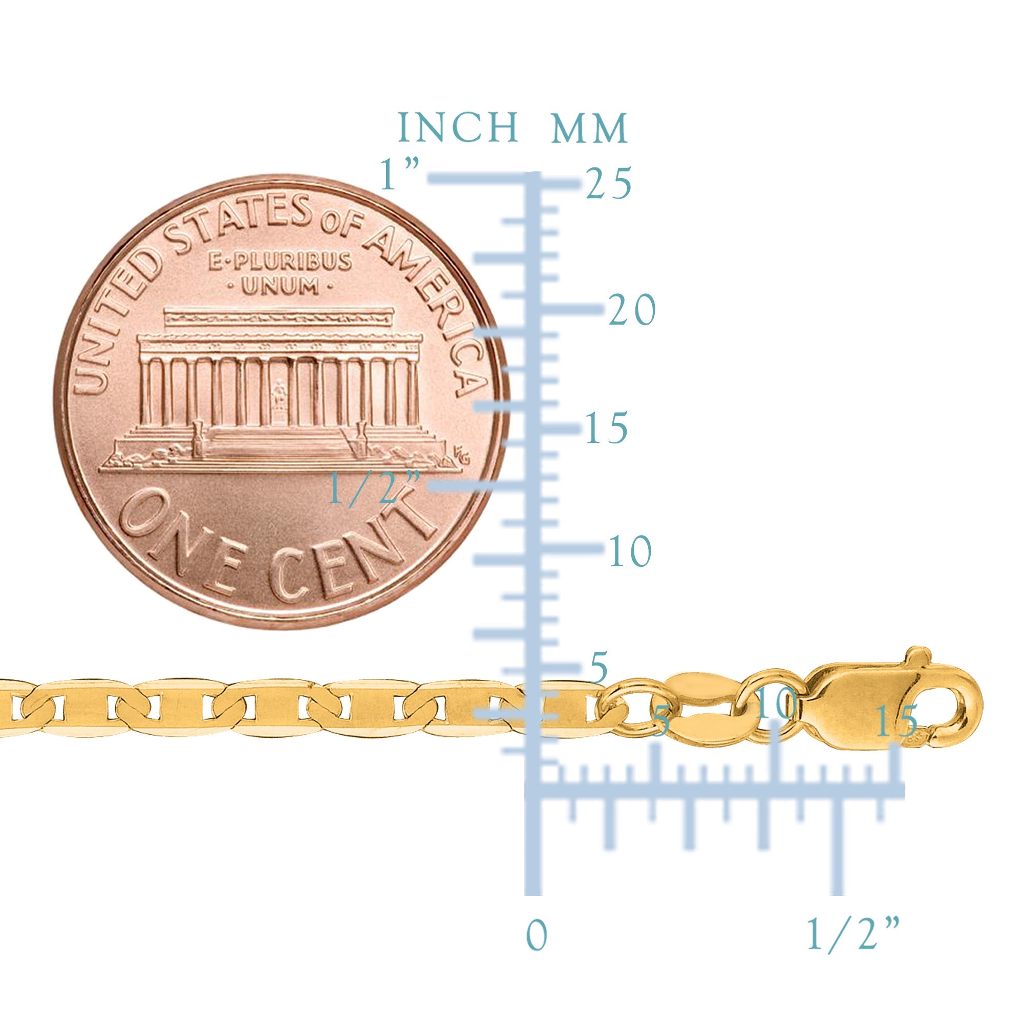 14K Yellow Gold Filled Solid Mariner Chain Necklace, 3.2mm Wide - JewelryAffairs