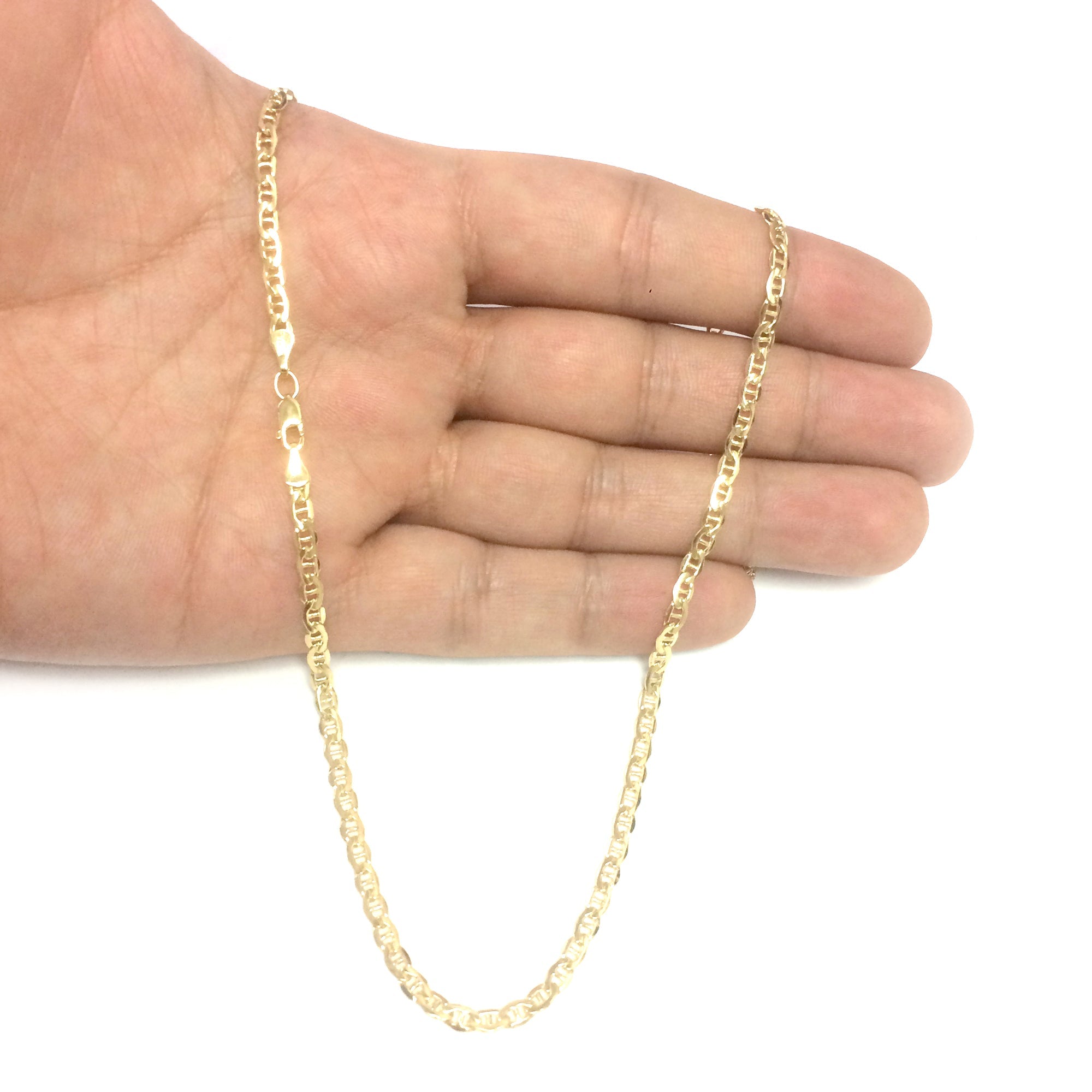 14K Yellow Gold Filled Solid Mariner Chain Necklace, 3.2mm Wide - JewelryAffairs