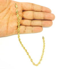 14K Yellow Gold Filled Solid Rope Chain Bracelet, 4.5mm, 8.5" - JewelryAffairs