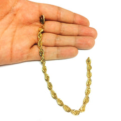 14K Yellow Gold Filled Solid Rope Chain Bracelet, 6.0mm, 8.5" - JewelryAffairs