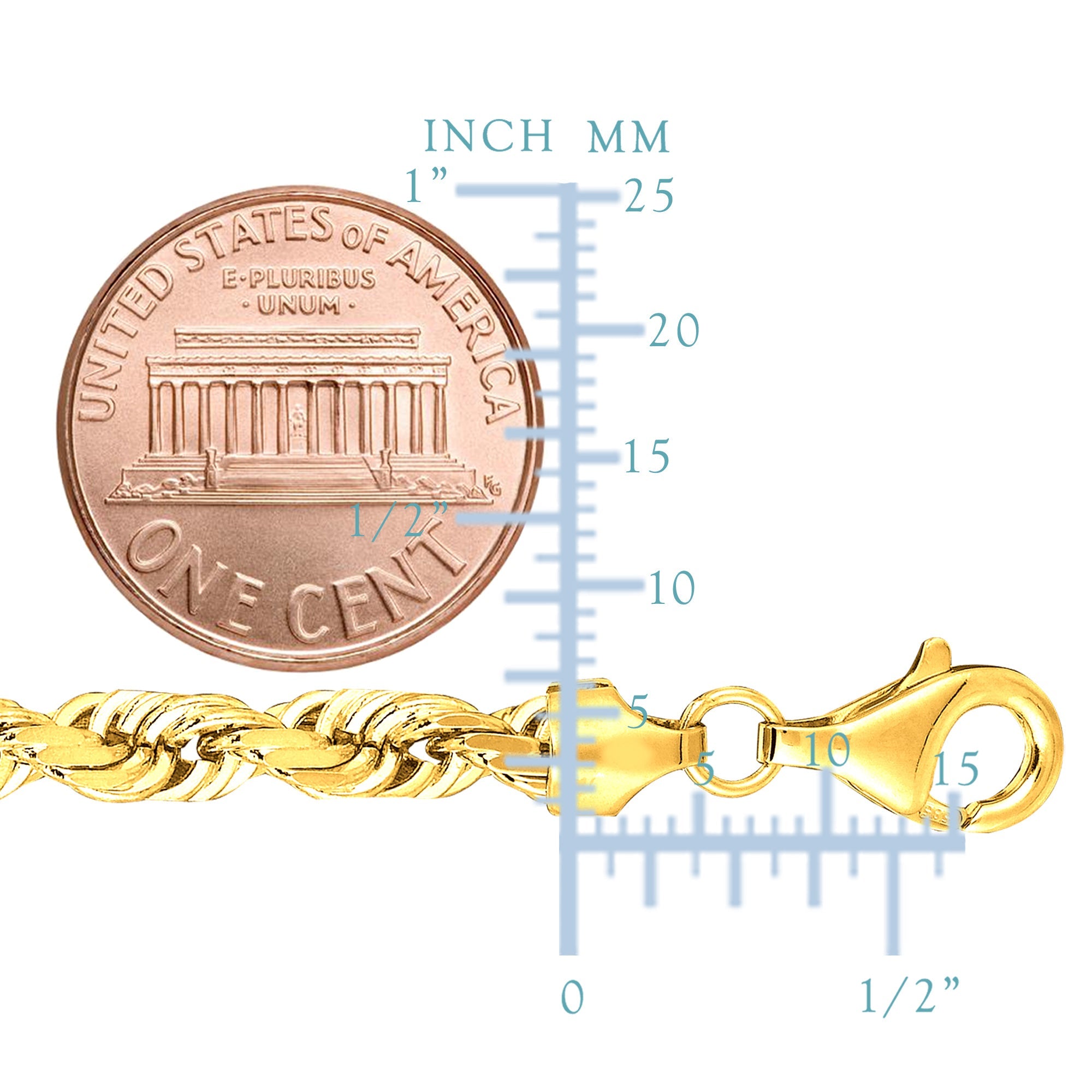14K Yellow Gold Filled Solid Rope Chain Bracelet, 6.0mm, 8.5" - JewelryAffairs