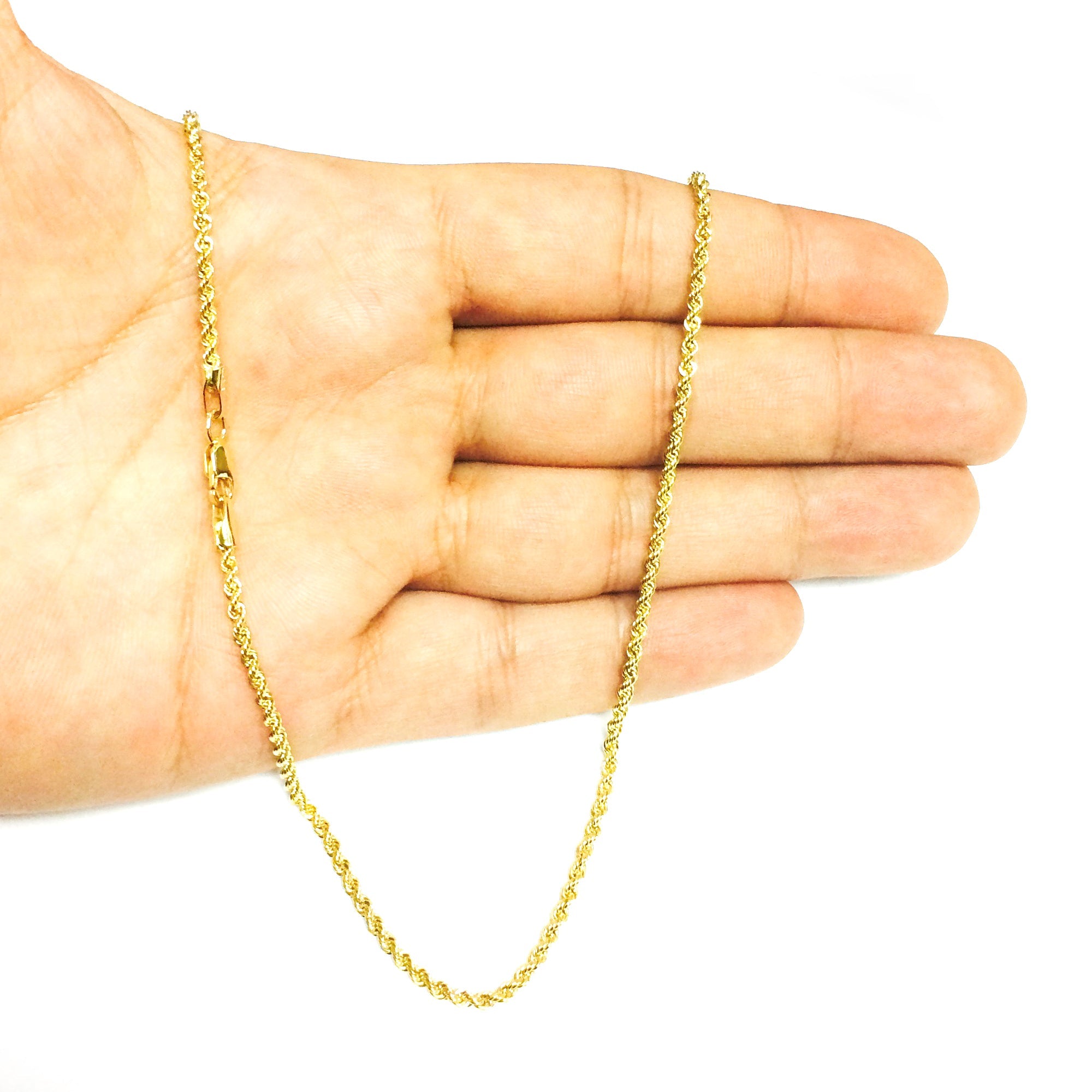 14K Yellow Gold Filled Solid Rope Chain Necklace, 2.1mm Wide - JewelryAffairs