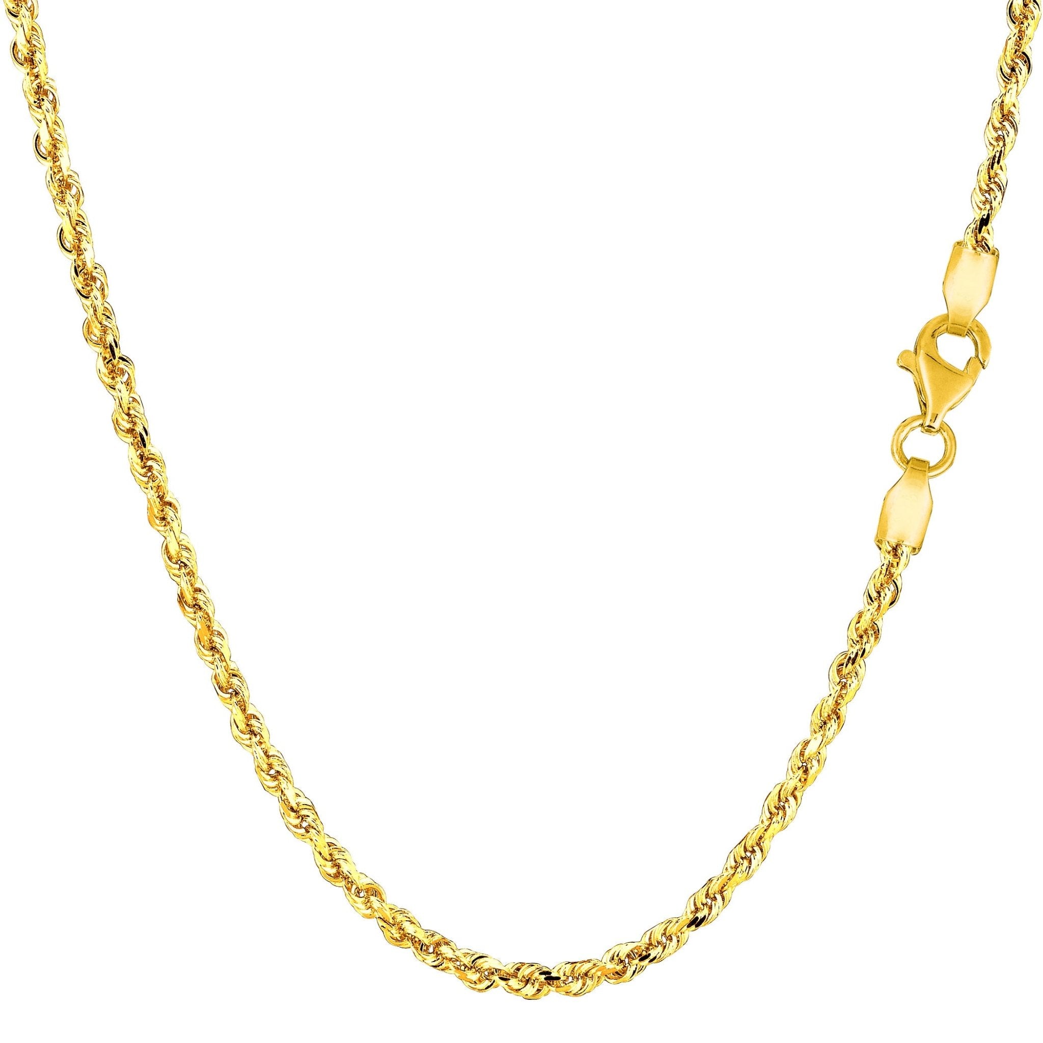 14K Yellow Gold Filled Solid Rope Chain Necklace, 2.1mm Wide - JewelryAffairs