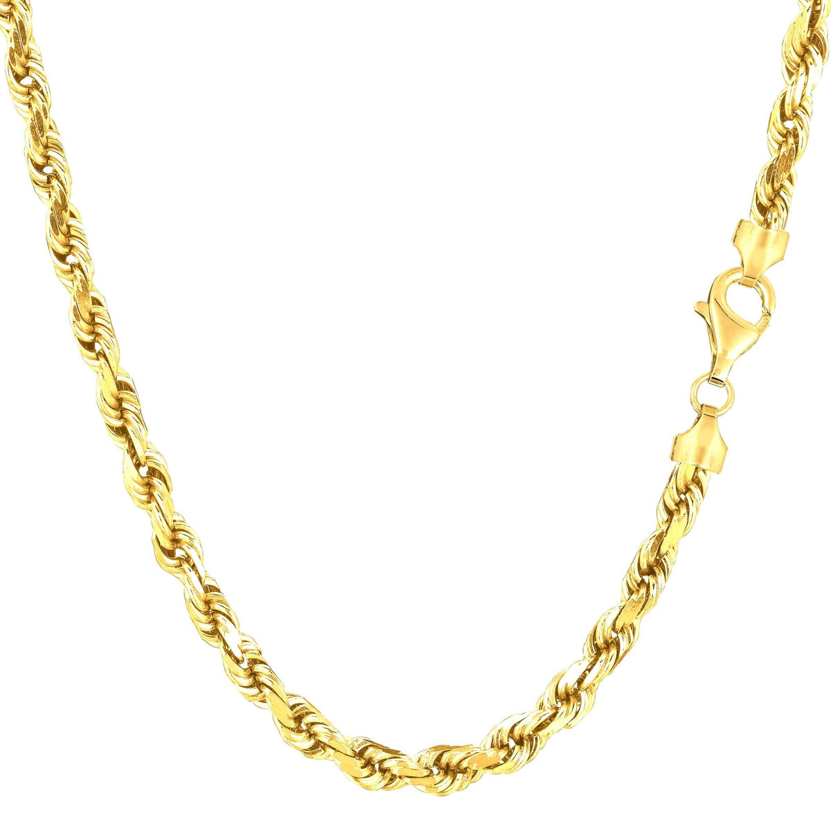14K Yellow Gold Filled Solid Rope Chain Necklace, 4.5mm Wide - JewelryAffairs