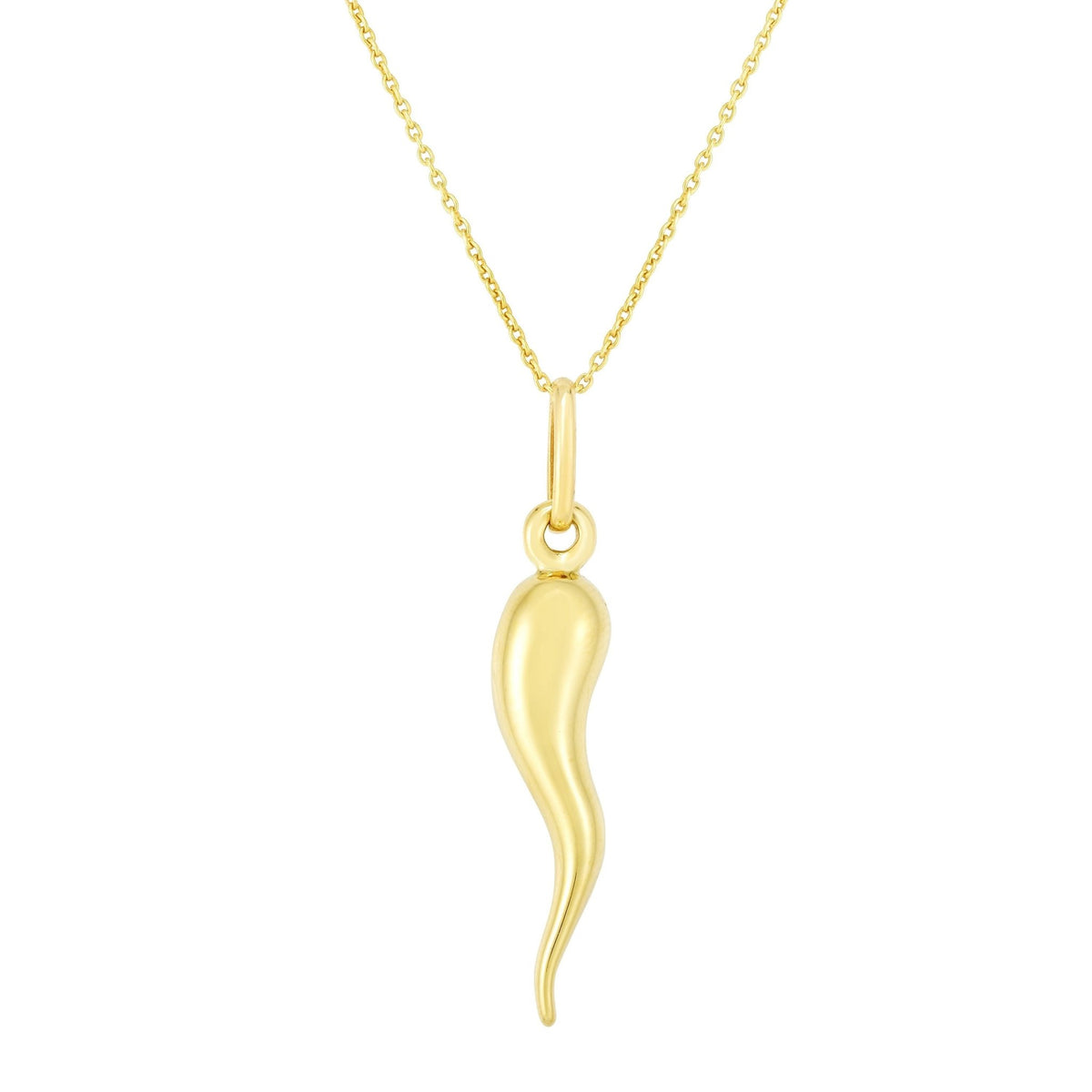 14k Yellow Gold Flame Pendant Necklace, 18"