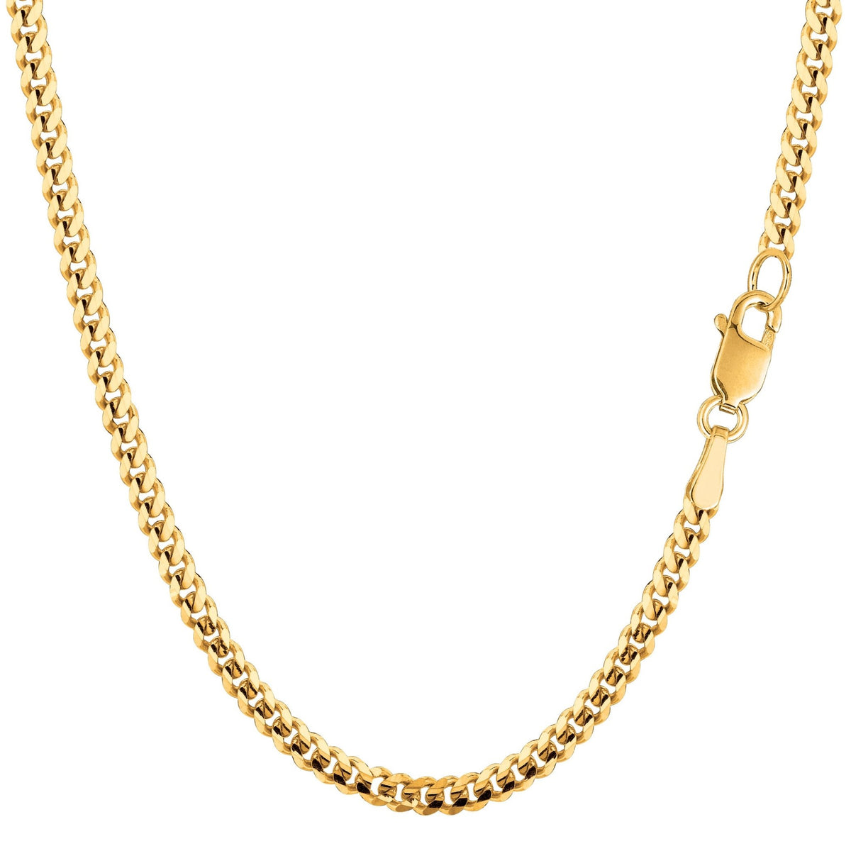 14k Yellow Gold Gourmette Chain Necklace, 3.0mm - JewelryAffairs
