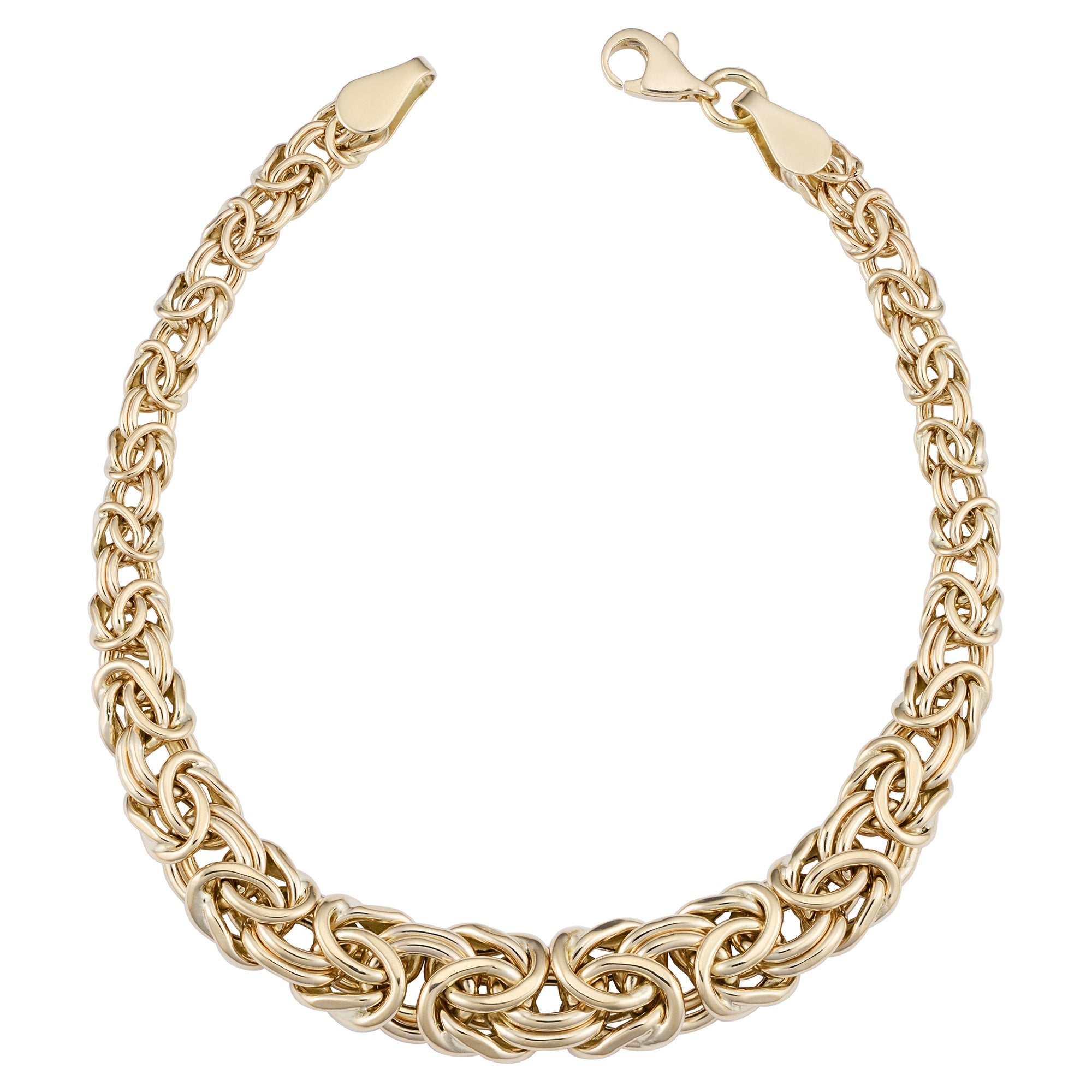 14k Yellow Gold Graduated Byzantine Womens Bracelet, 7.5" - JewelryAffairs