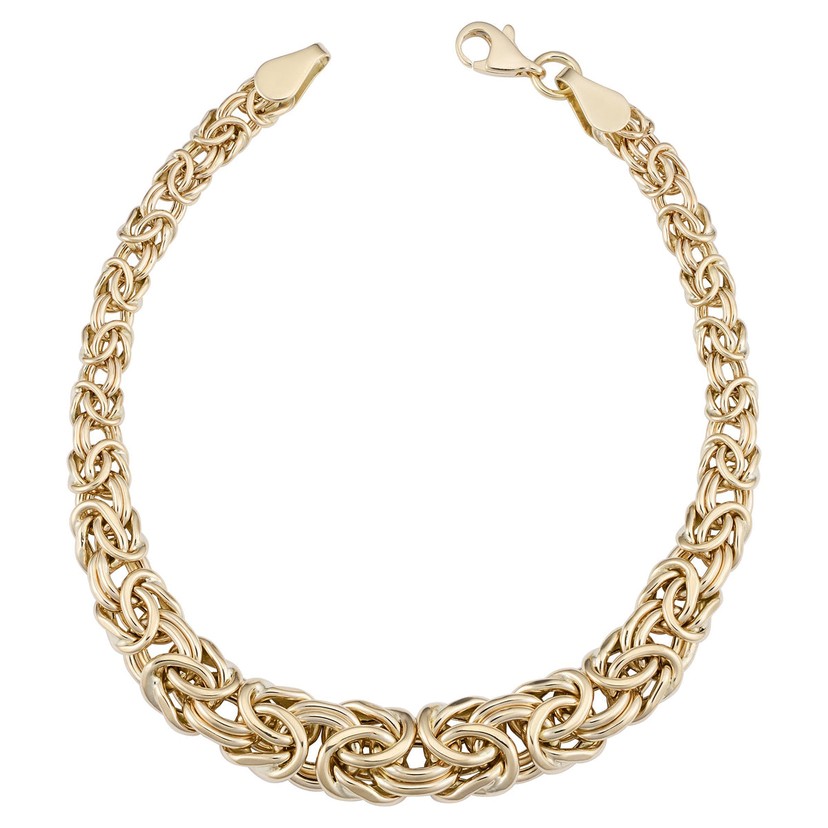 14k Yellow Gold Graduated Byzantine Womens Bracelet, 7.5" - JewelryAffairs