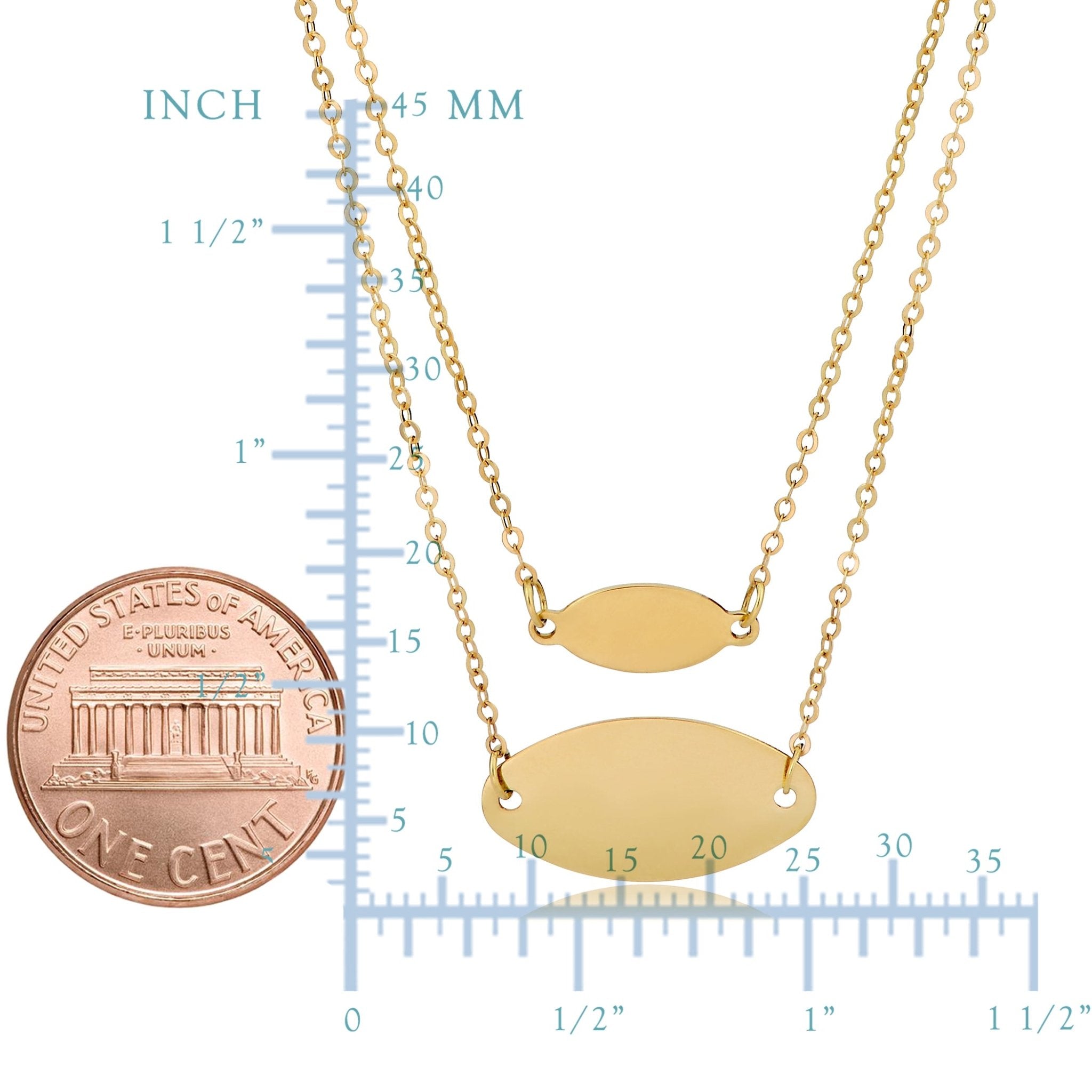 14K Yellow Gold Graduated Oval Disc Layered Necklace, 18"