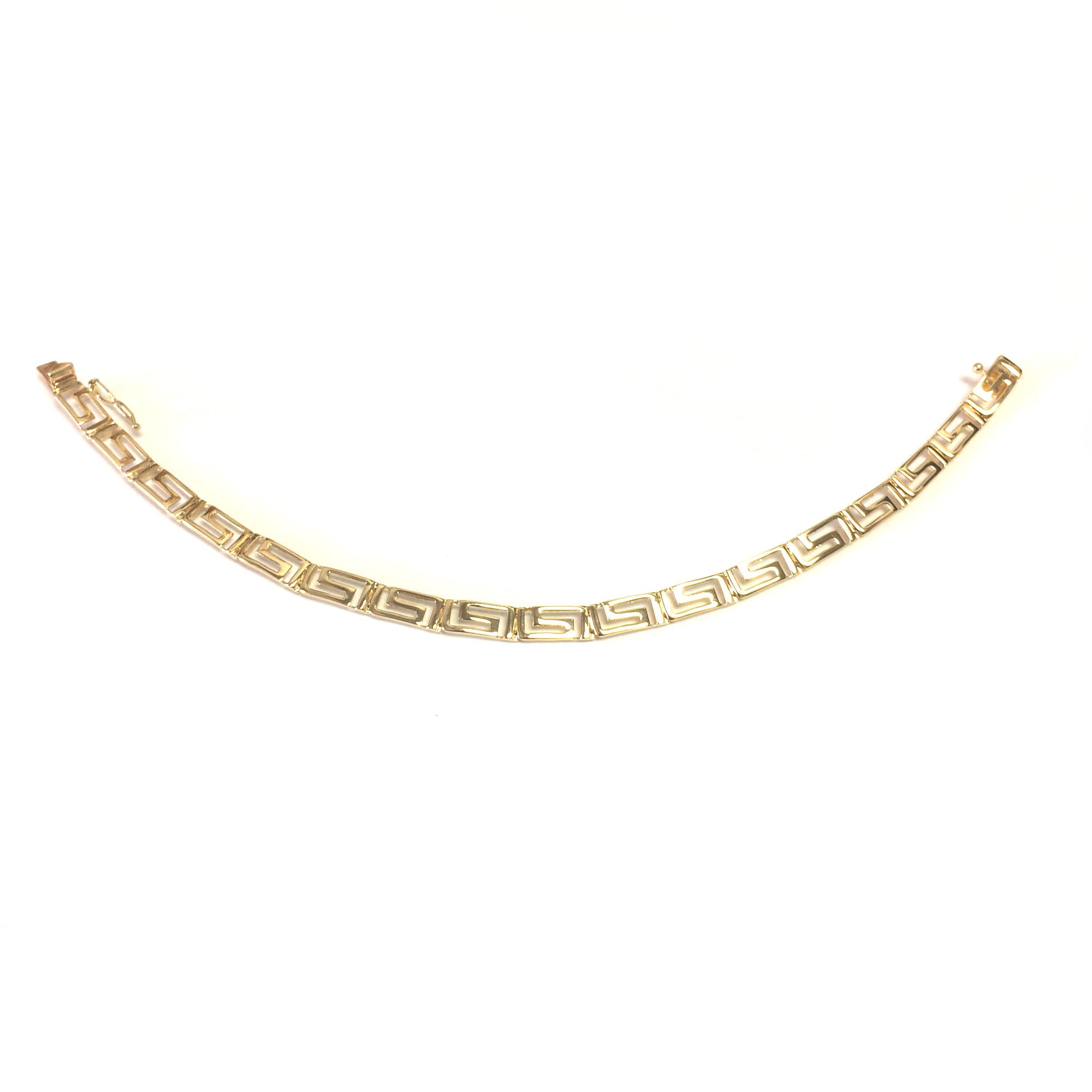 14k Yellow Gold Greek Key Link Bracelet, 7.25" - JewelryAffairs