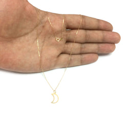 14k Yellow Gold Half Moon Charm Necklace, 18" - JewelryAffairs