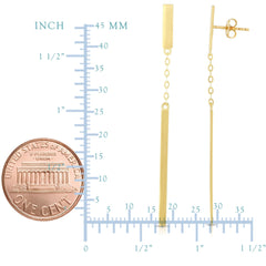14K Yellow Gold Hanging Bar Drop Earrings
