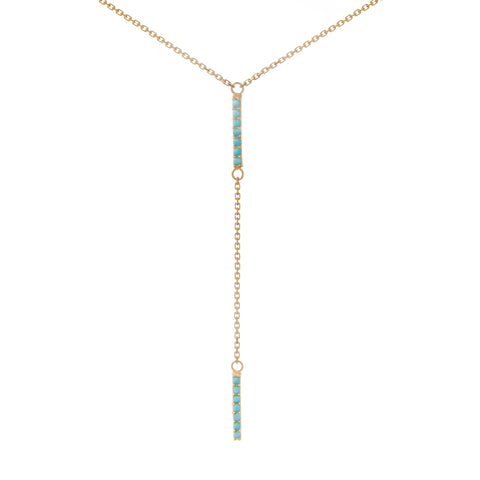 14K Yellow Gold Hanging Bar Pendant Necklace, 16" To 18" Adjustable