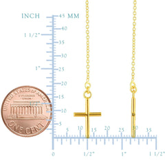 14K Yellow Gold Hanging Cross Charm Earrings