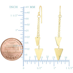 14K Yellow Gold Hanging Triangle Charm Earrings