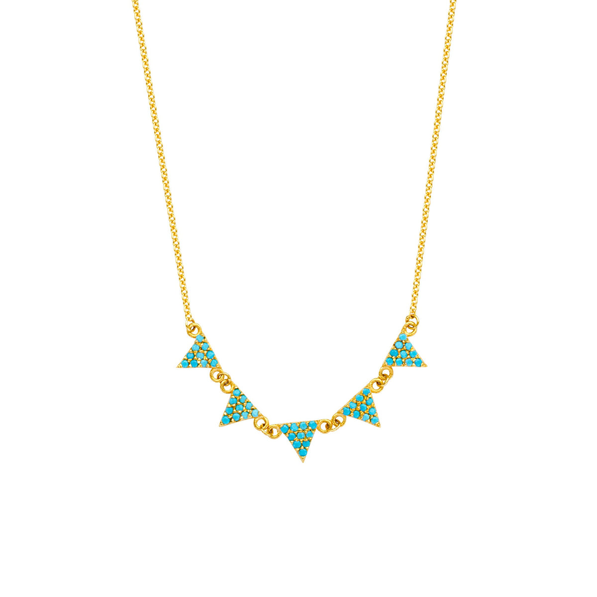 14K Yellow Gold Hanging Triangle Pendants Necklace, 16" To 18" Adjustable