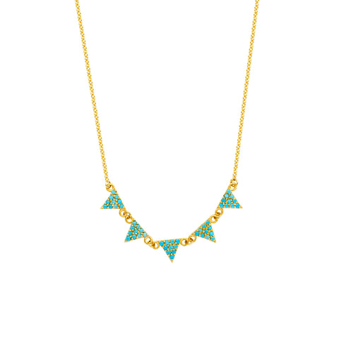 14K Yellow Gold Hanging Triangle Pendants Necklace, 16" To 18" Adjustable
