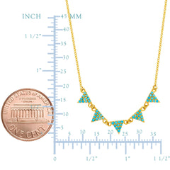 14K Yellow Gold Hanging Triangle Pendants Necklace, 16" To 18" Adjustable