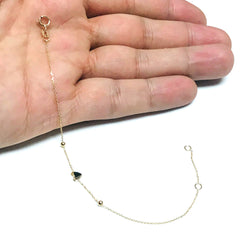 14k Yellow Gold Heart And Bead Adjustable Baby Bracelet, 6.5" - JewelryAffairs