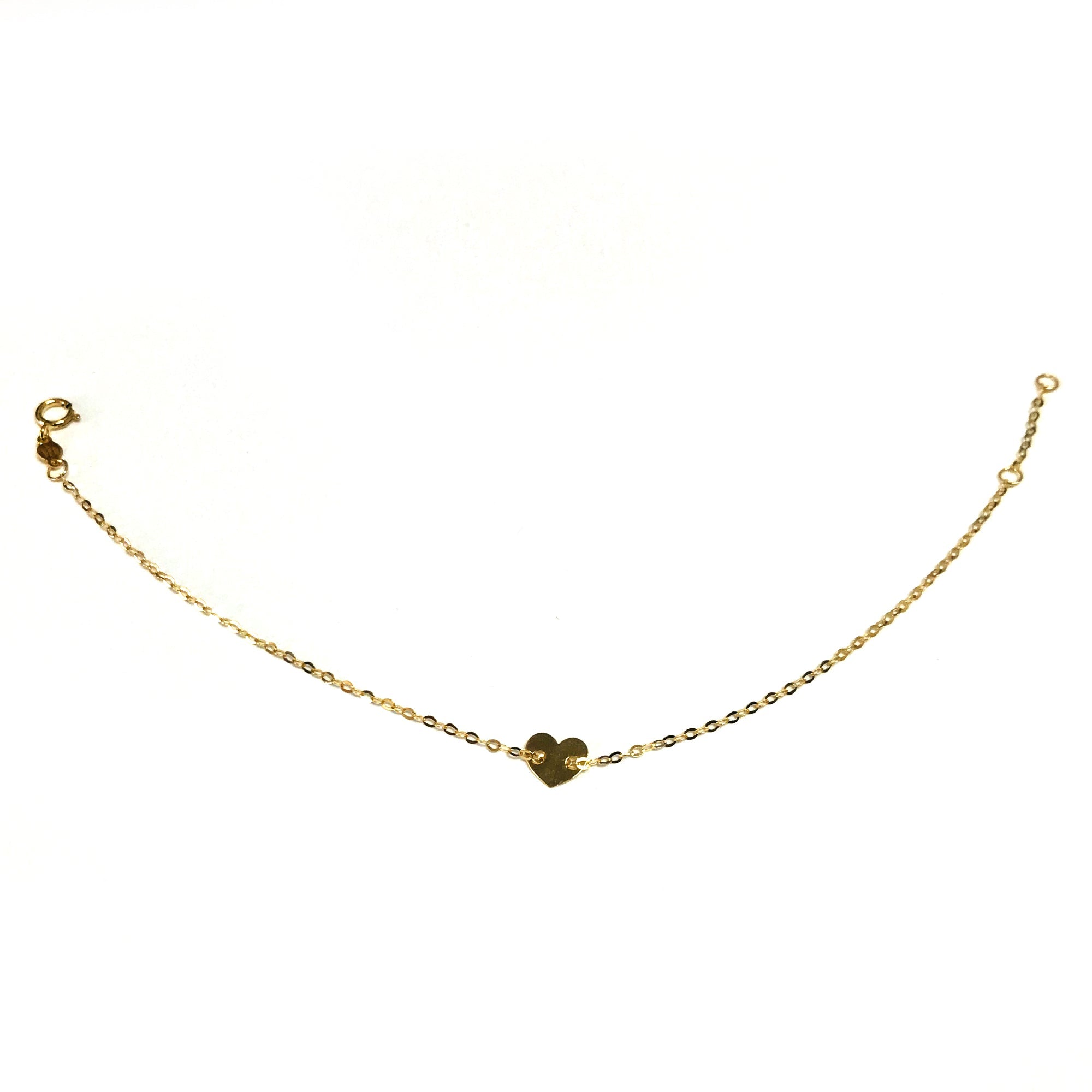 14k Yellow Gold Heart Charm Fancy Bracelet, 7" - JewelryAffairs