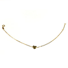 14k Yellow Gold Heart Charm Fancy Bracelet, 7" - JewelryAffairs