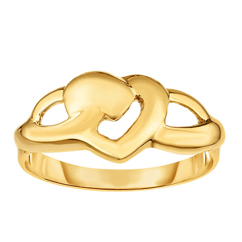 14K Yellow Gold Heart Design Ring, Size 7
